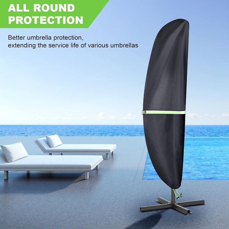 REDRICH Cantilever Patio Umbrella Cover with Push Rod - Waterproof Patio Parasol Covers with Zipper for 9ft to 13ft Offset Outdoor Umbrellas - Image 5